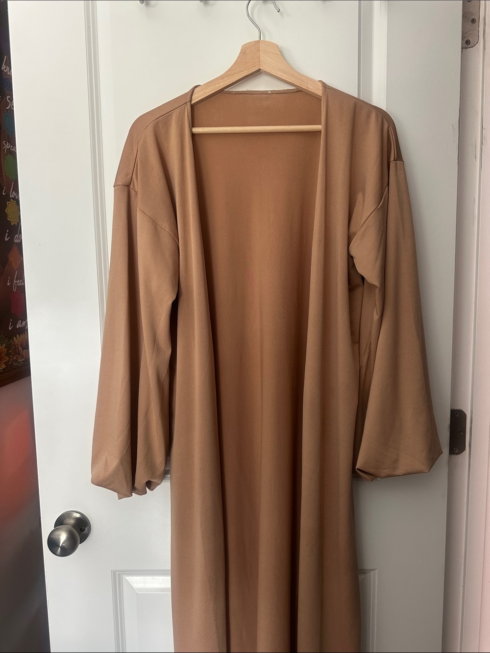 ASOS Long Open Robe Cardigan in Tan